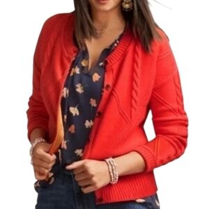 Cabi Bold Orange Knit Cardigan Sweater